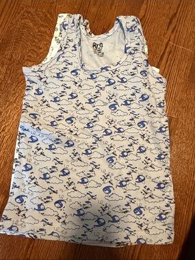 Kids White & Blue Airplane Print Tank Top by